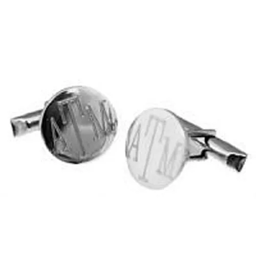 Personalized Sterling Silver Round Cuff Links