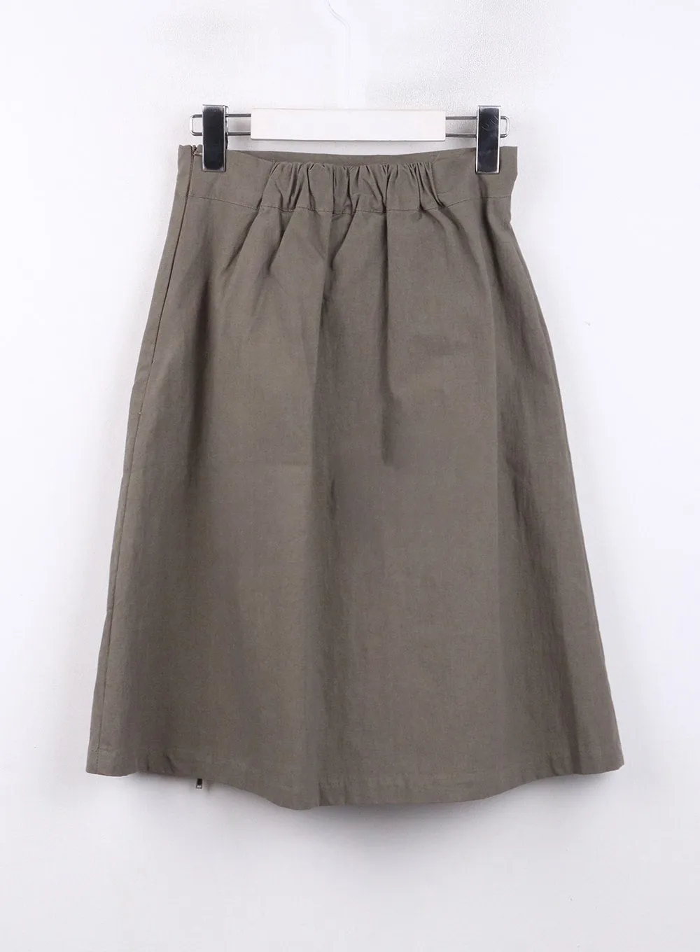 Pleated Zip Up Mid Skirt CJ419