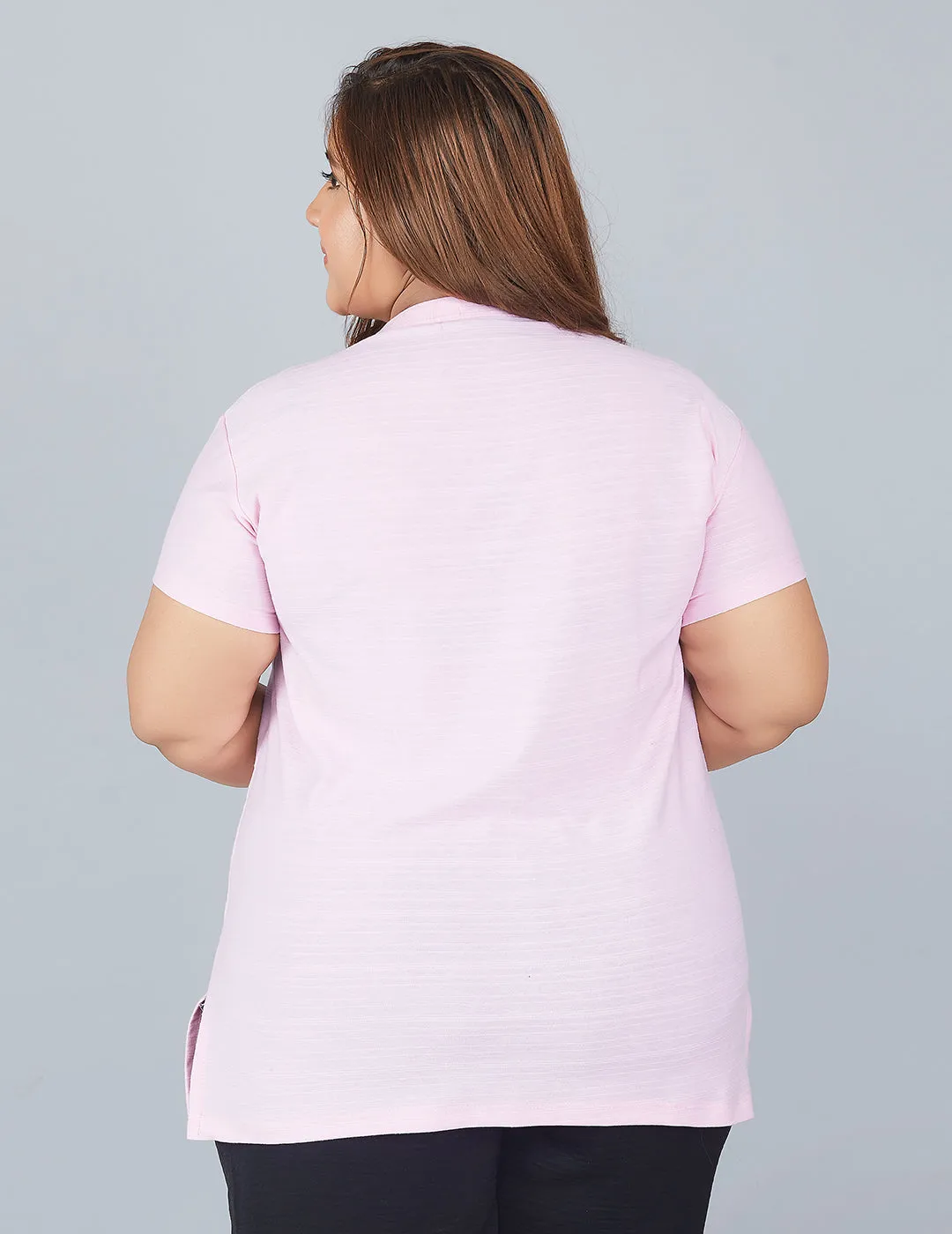 Plus Size Cotton T-shirts For Summer - Blush Pink