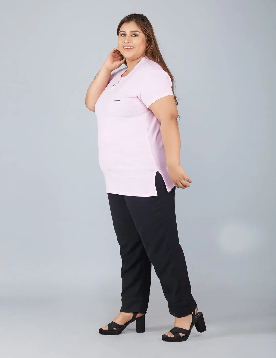 Plus Size Cotton T-shirts For Summer - Blush Pink