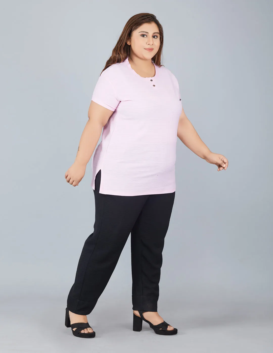 Plus Size Cotton T-shirts For Summer - Blush Pink