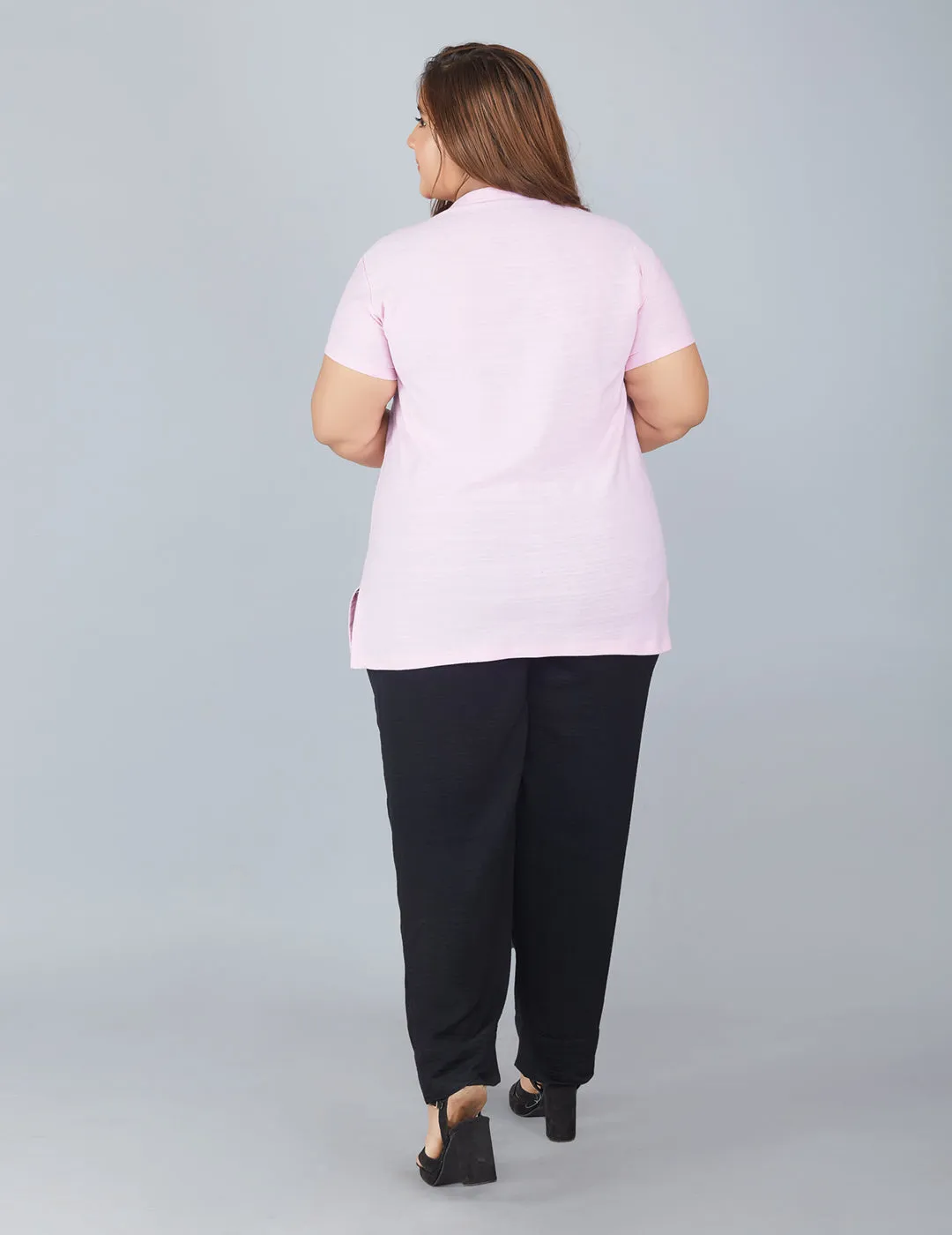 Plus Size Cotton T-shirts For Summer - Blush Pink