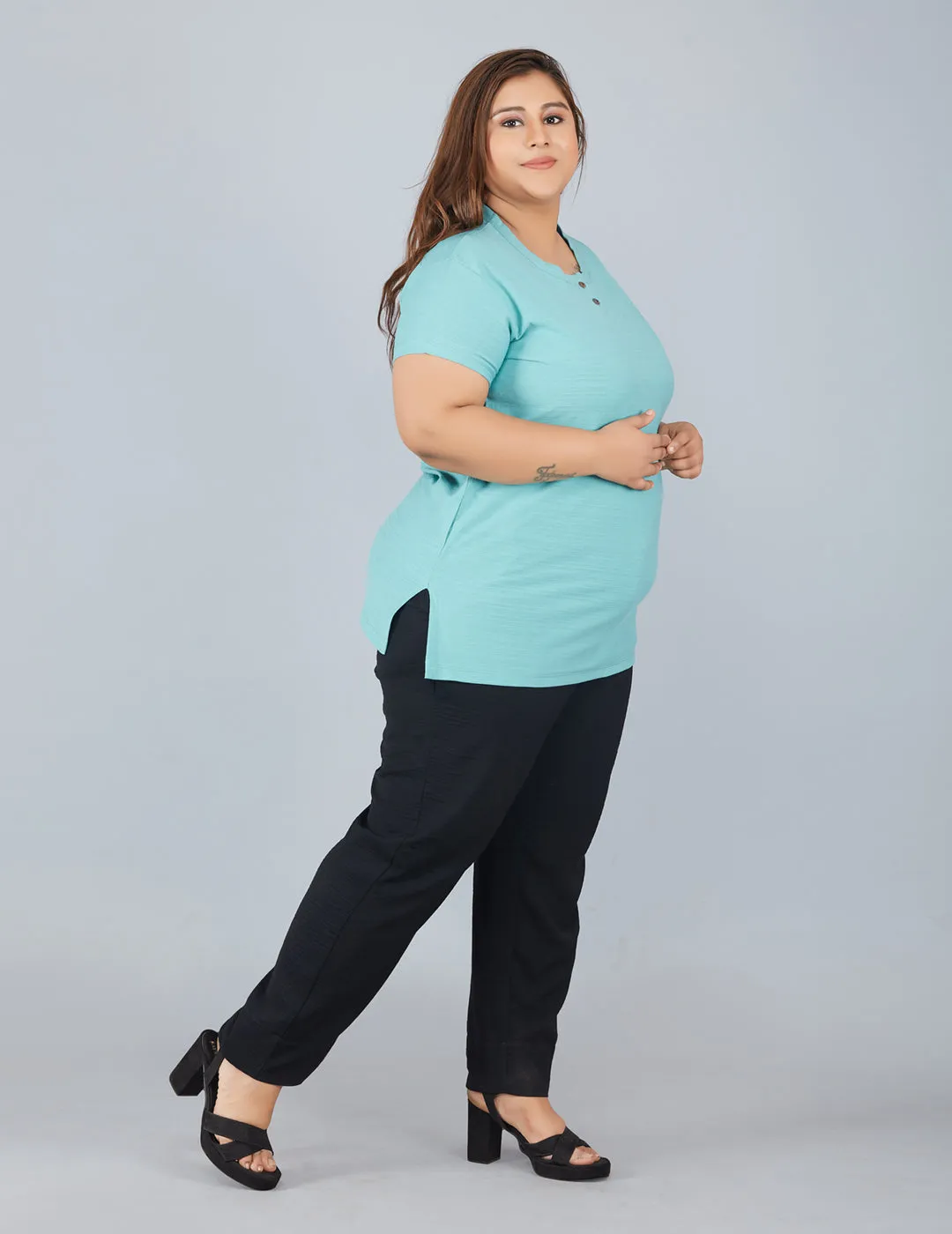 Plus Size Cotton T-shirts For Summer - Sage