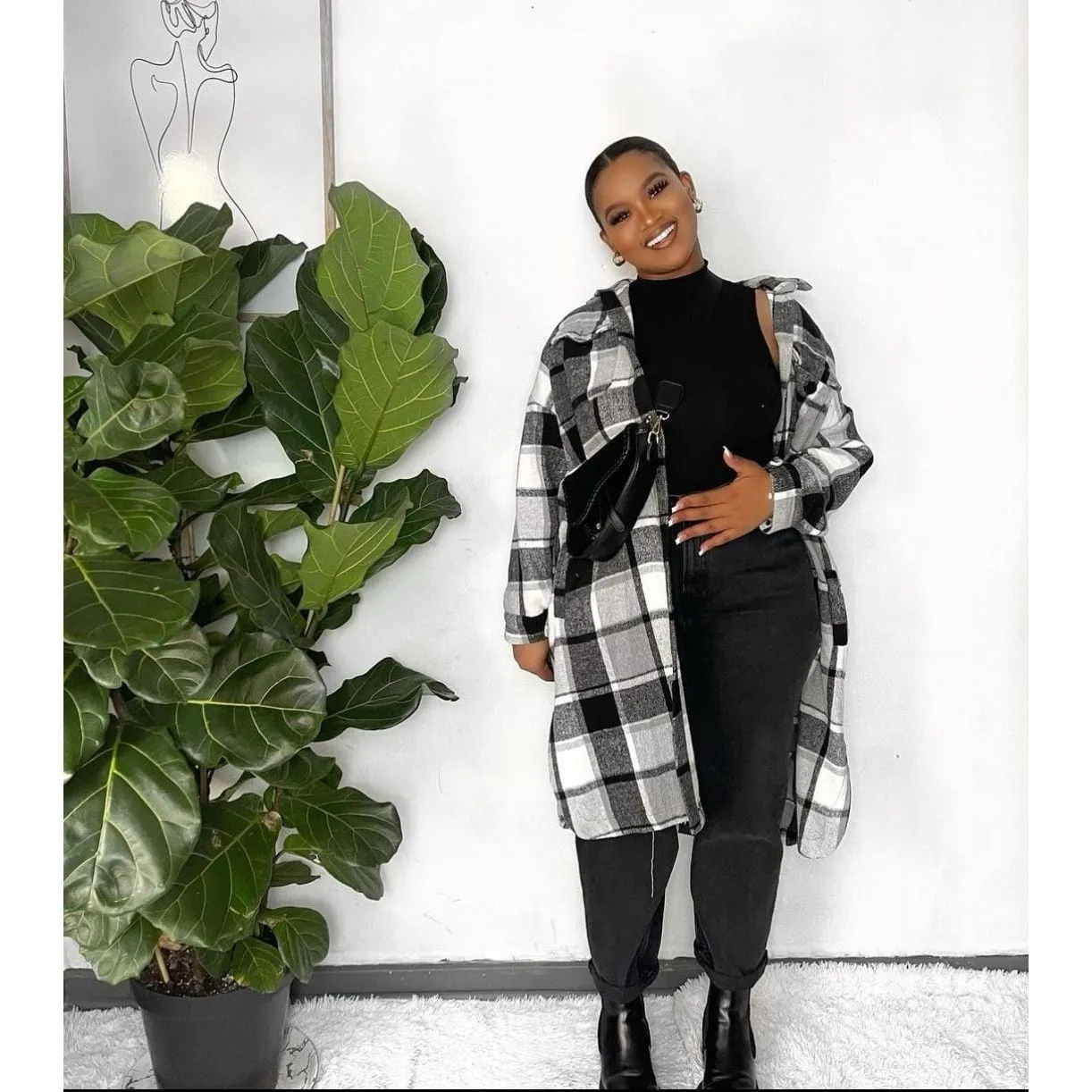 Plus Size Plaid Coat