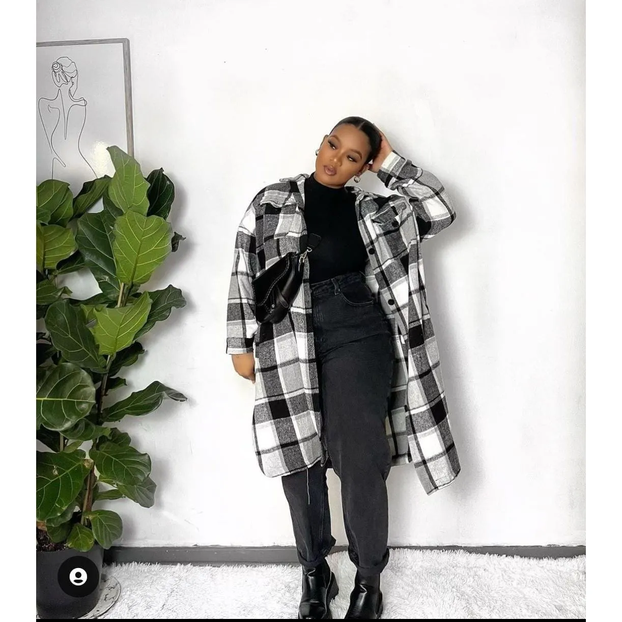 Plus Size Plaid Coat