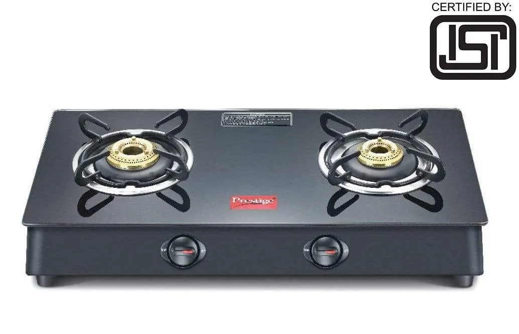 Prestige Marvel Plus Glass 2 Burner Gas Stove (Black) (ISI Certified)