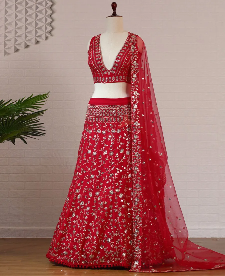 Red-Color-Wedding-Wear-Georgette-Sequence-Work-Lehenga-Choli