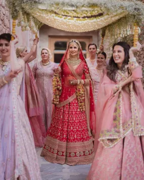 RED SILK HEAVY EMBROIDERED BOLLYWOOD BRIDAL