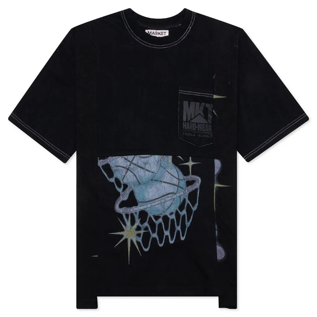 RW Reworked 6 Panel T-Shirt - Overdyed Black