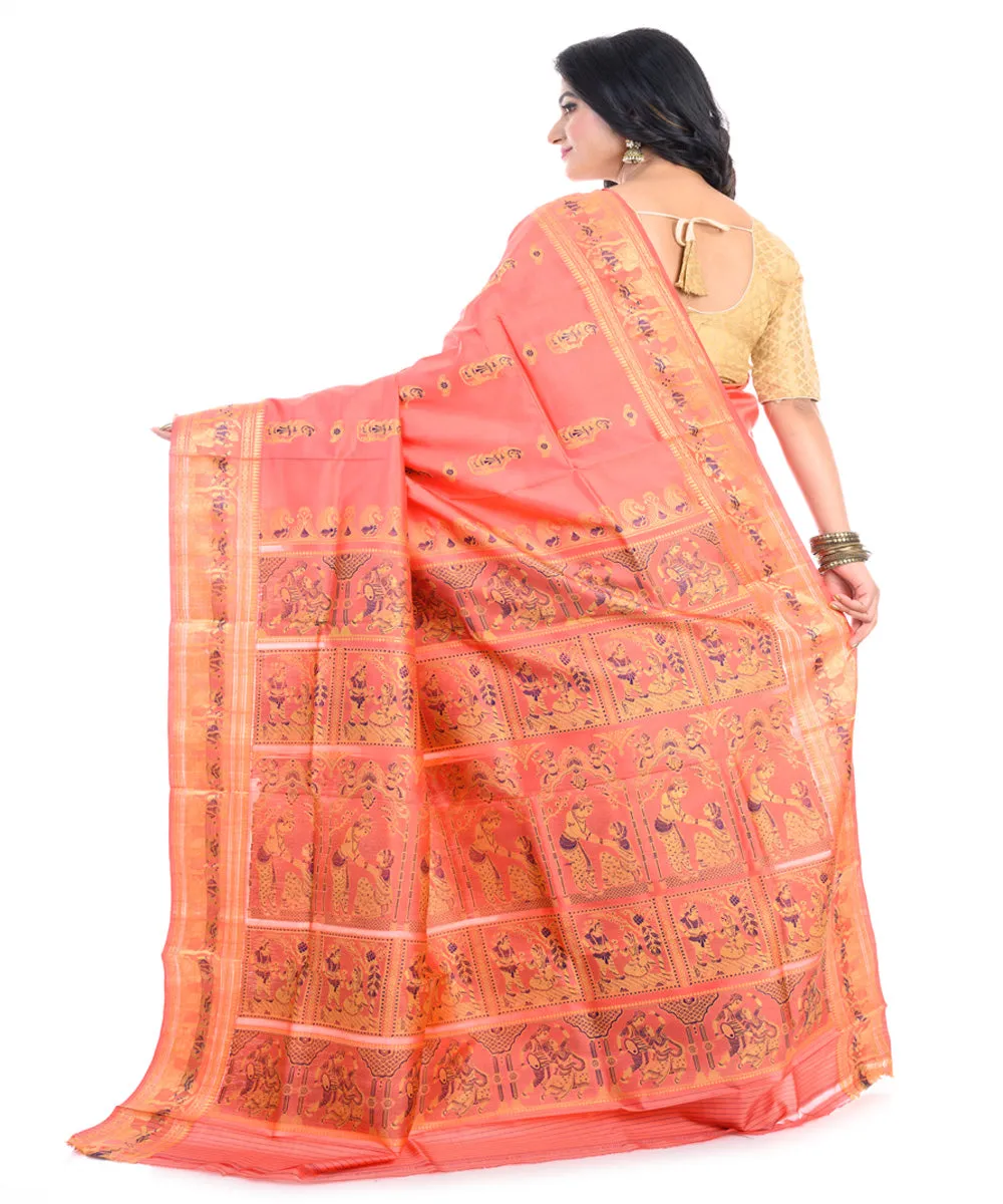 Safron handwoven baluchari silk saree