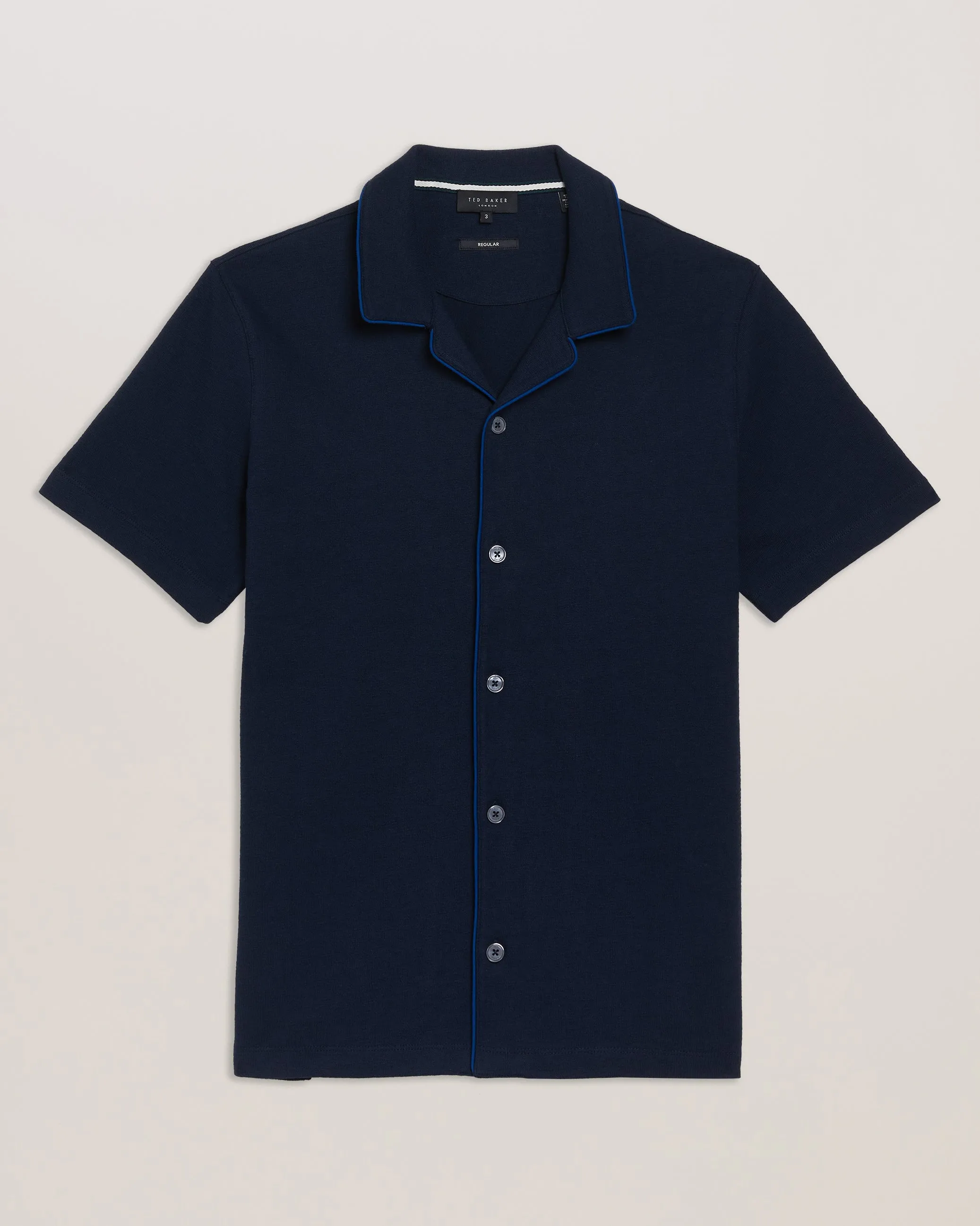 Selar Ss Regular Button Through Shirt Navy