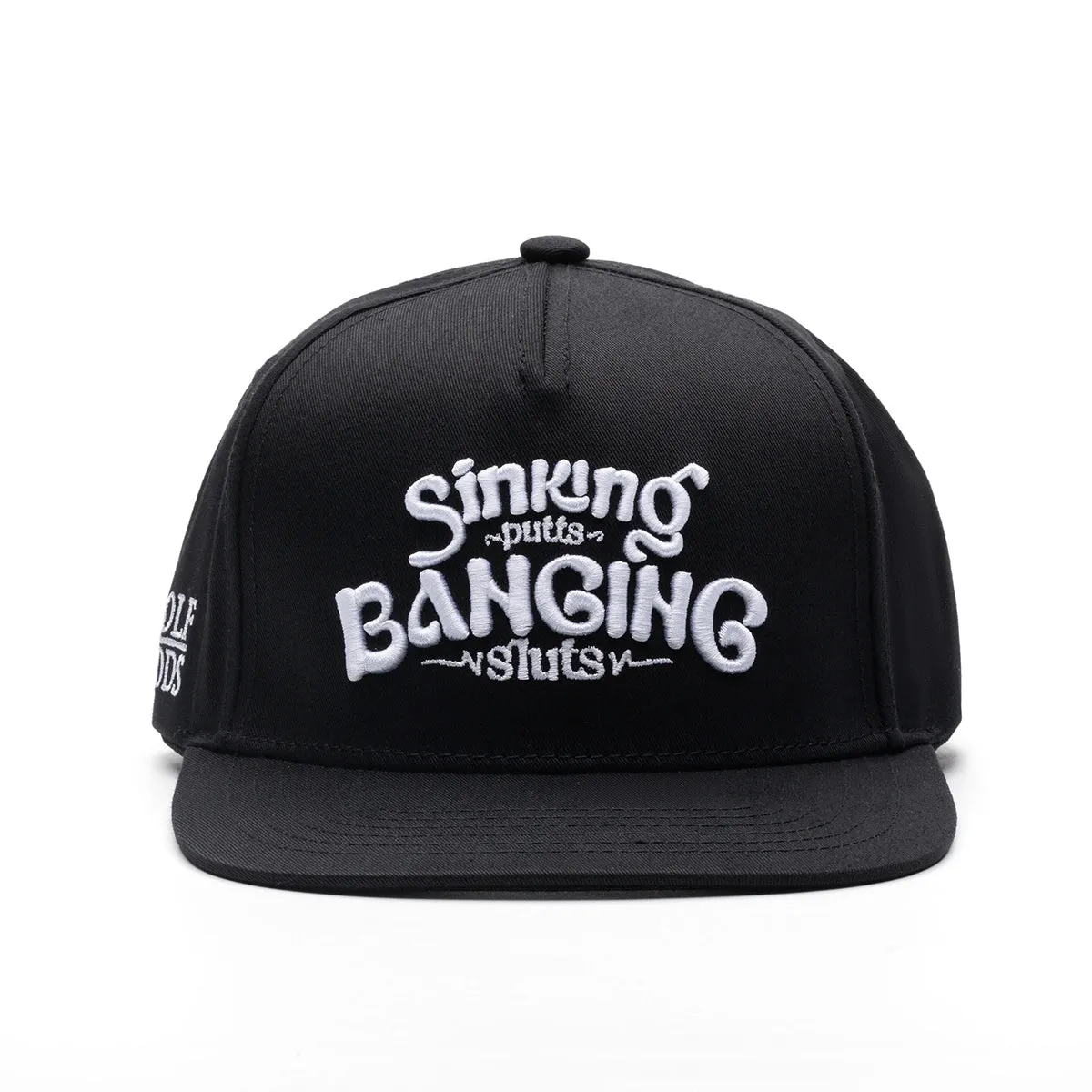 Sinking Putts & Banging Sluts Black SnapBack Golf Hat - Flat Brim