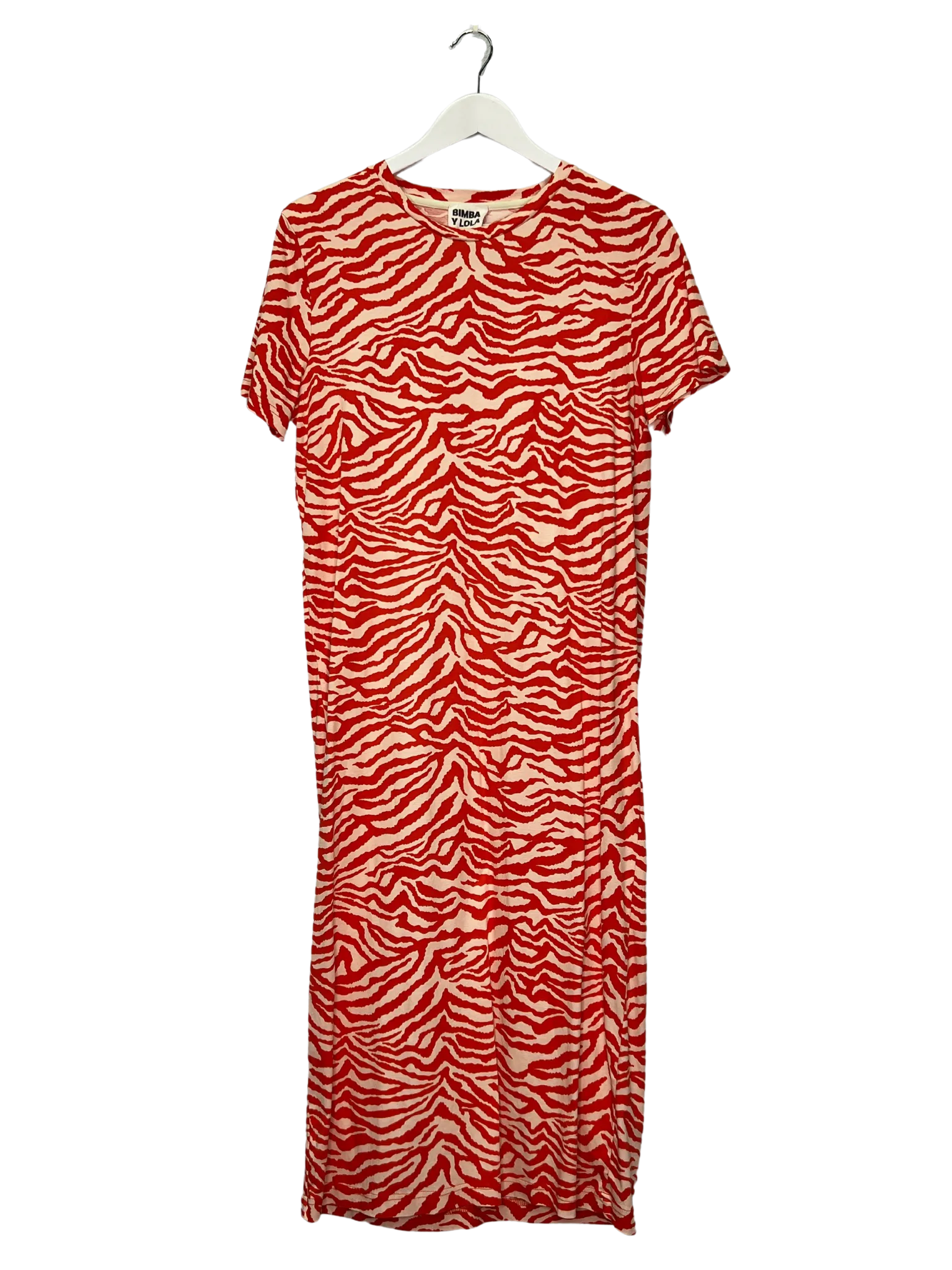 Size M - Bimba Y Lola Red Tiger Print Maxi T-shirt Dress