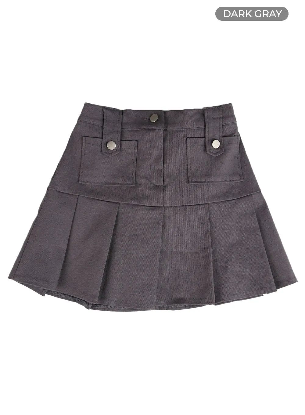 Solid Cotton Pleated Mini Skirt IM406