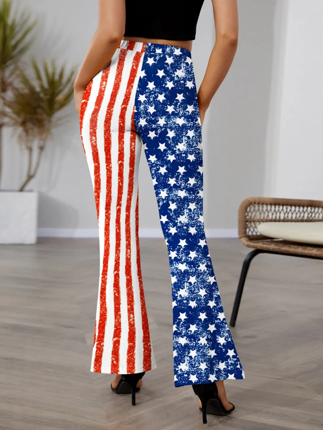 Star &amp; Stripes Bootcut-Hose mit hoher Taille