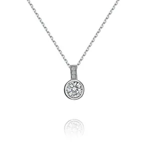 Sterling silver little circular white crystal necklace