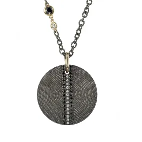 SUNEERA BLACK RHODIUM AND STERLING SILVER SCARLET DIAMOND DISC PENDANT (CHAIN NOT INCLUDED)