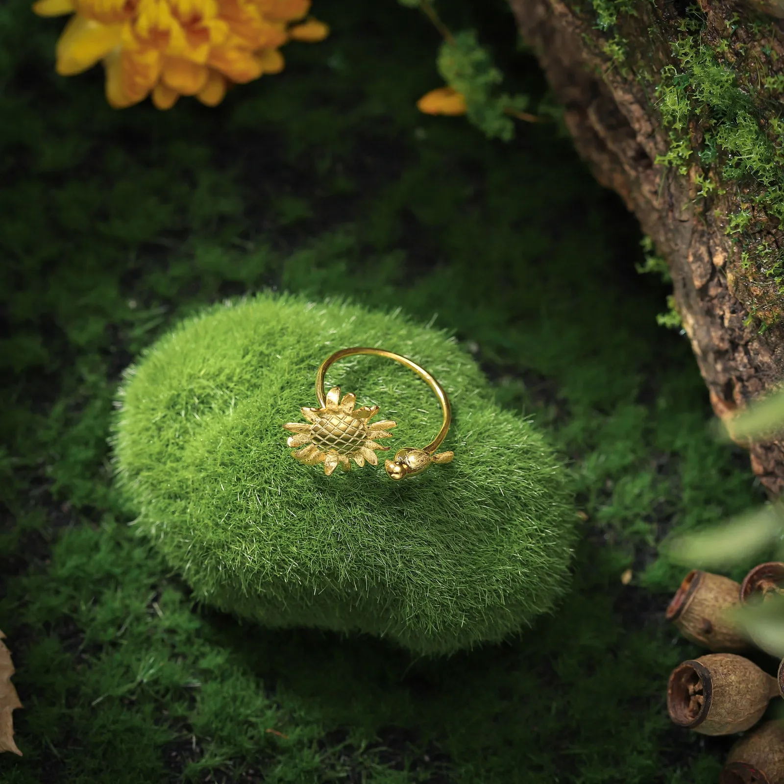 Sunflower & Bird Ring