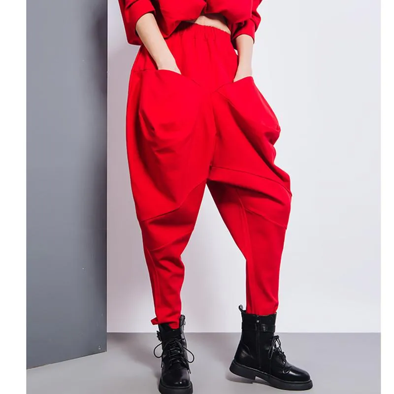 Tanaka Pocket High Waist Harem Pants - Red