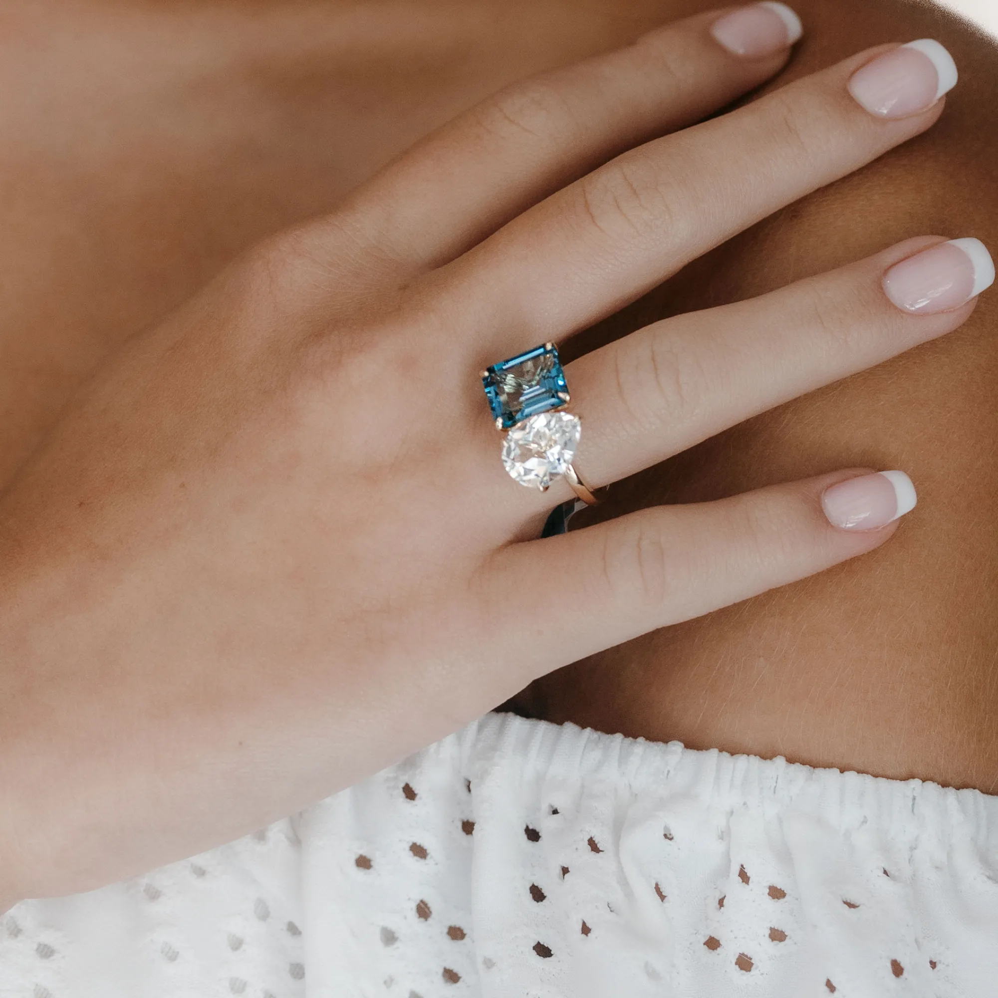 The Deux -  London Blue & White Topaz Ring