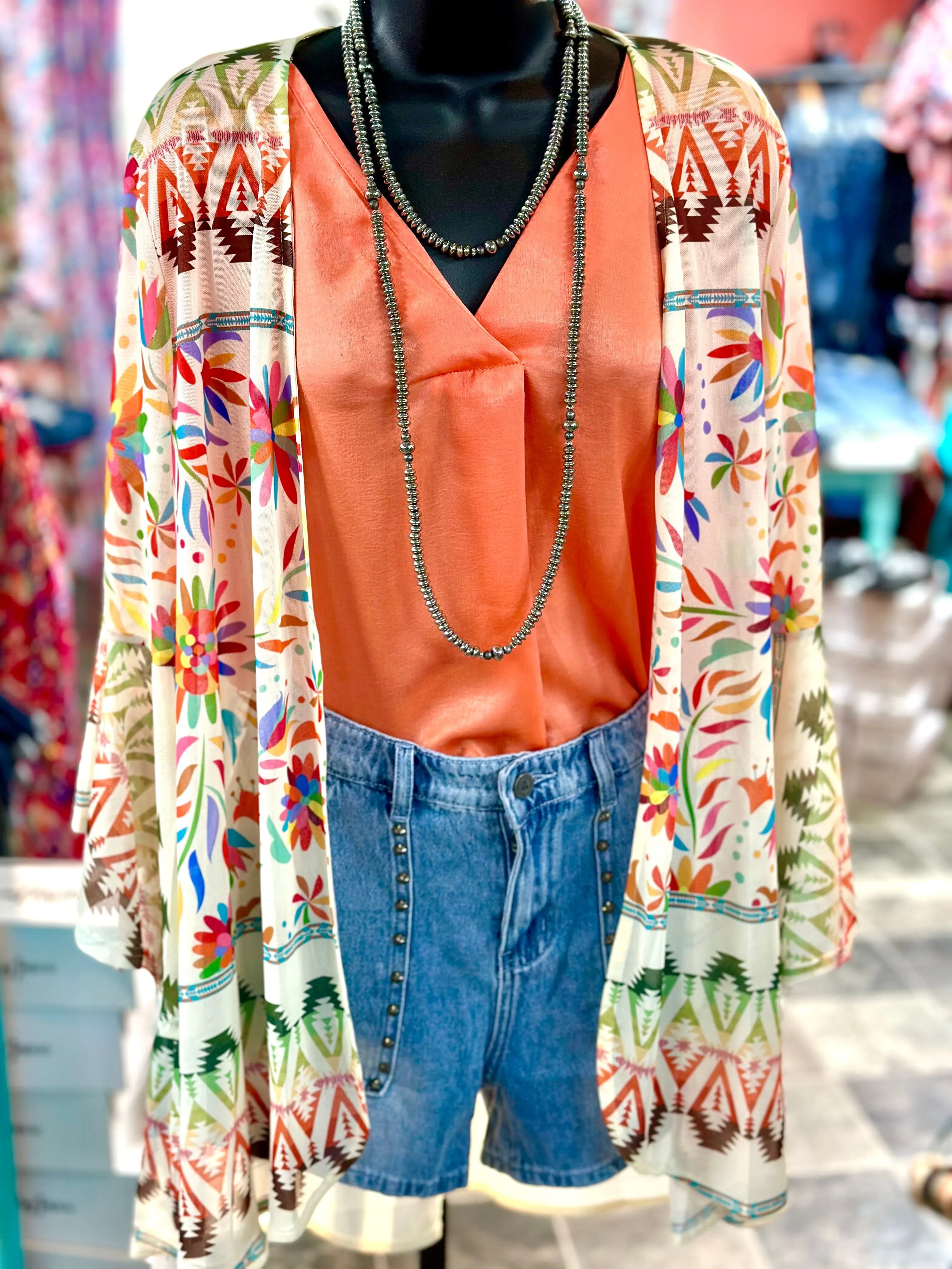 The Fiesta Mesh  Print Kimono