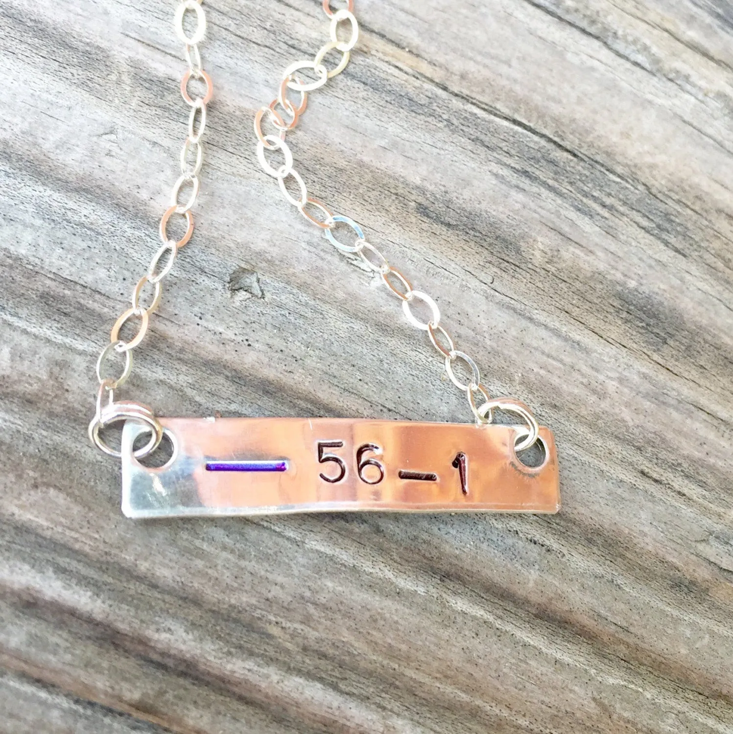 Thin Blue Line Personalized Bar Necklace, Police Necklace