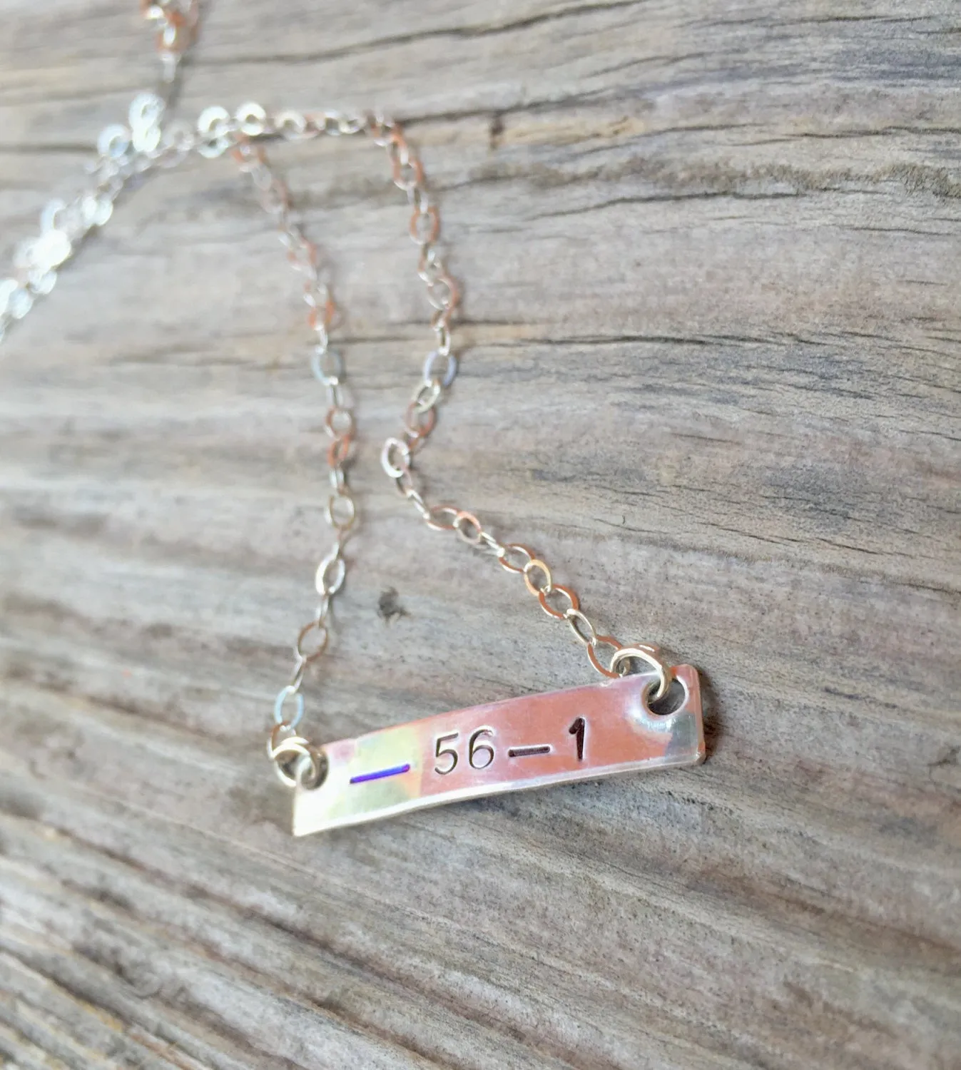 Thin Blue Line Personalized Bar Necklace, Police Necklace