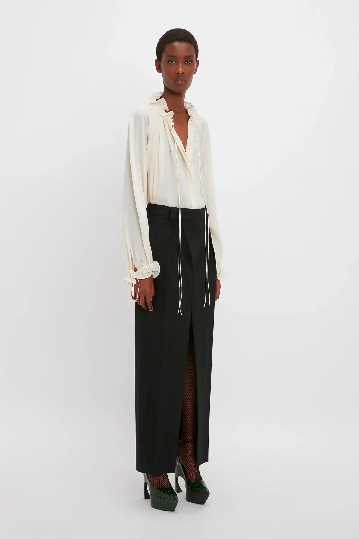 Victoria Beckham Wrap Front Tailored Skirt - Black