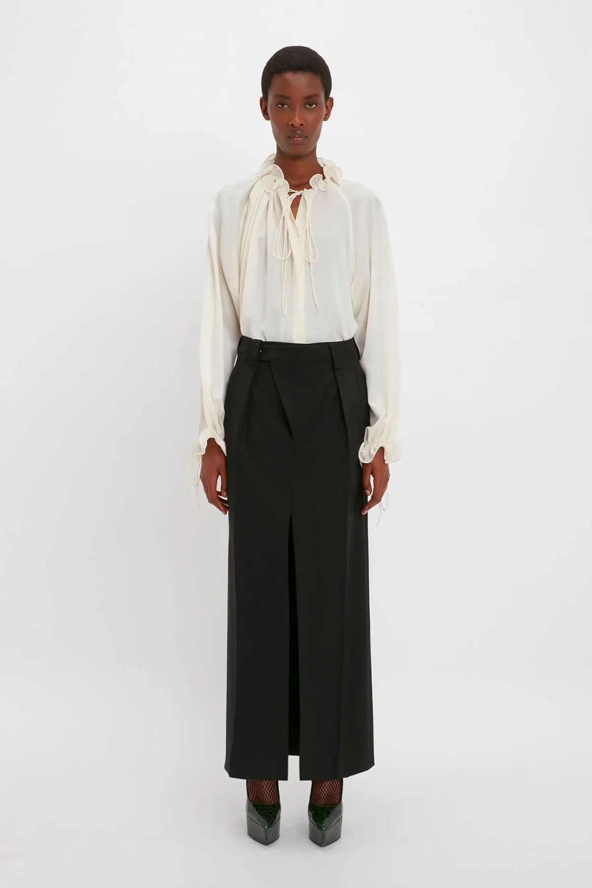 Victoria Beckham Wrap Front Tailored Skirt - Black