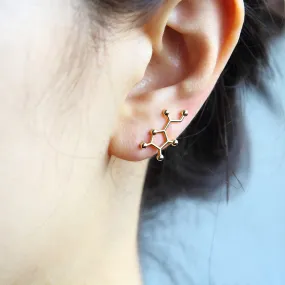 Vitamin C Molecule Ear Climbers Cuff Crawler Earrings