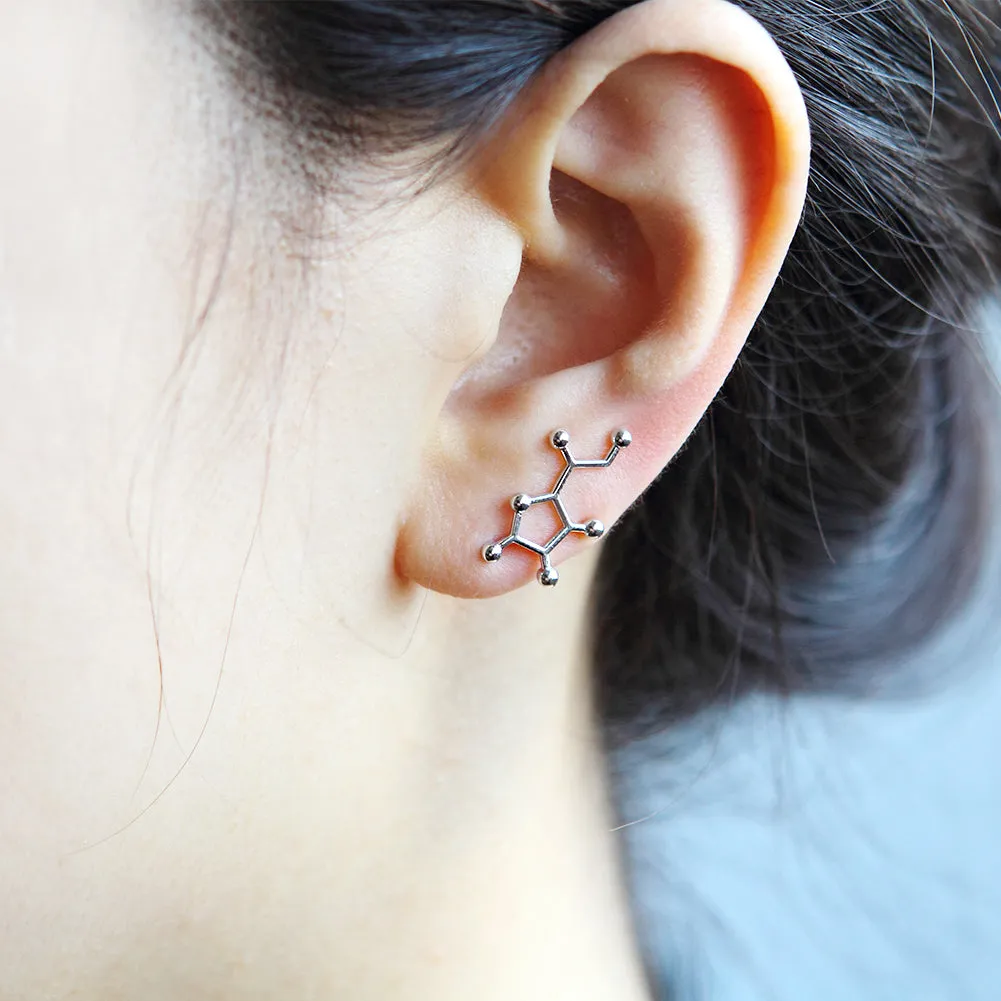 Vitamin C Molecule Ear Climbers Cuff Crawler Earrings