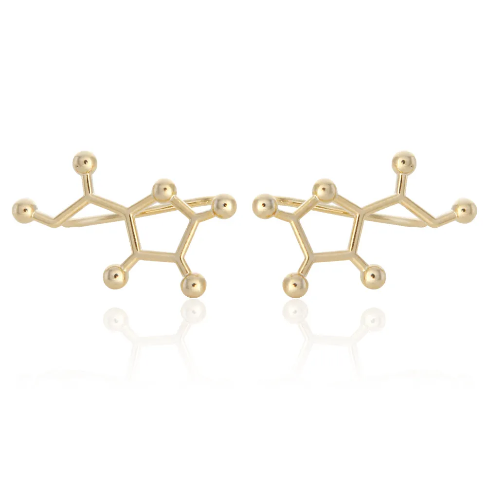 Vitamin C Molecule Ear Climbers Cuff Crawler Earrings