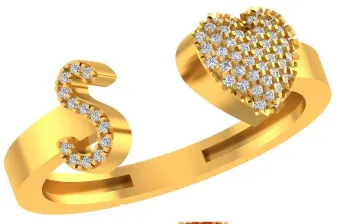 VS Diamonds & 10K Gold Initial S Heart Ring