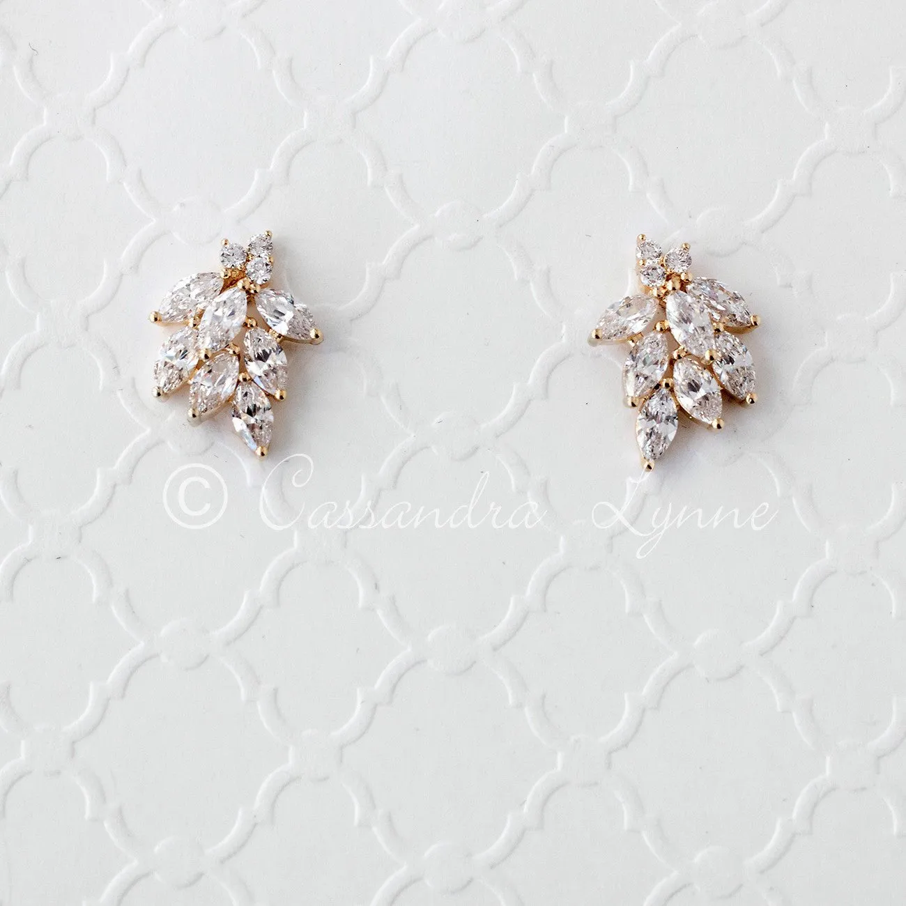 Wedding Earrings of Marquise CZ Clusters