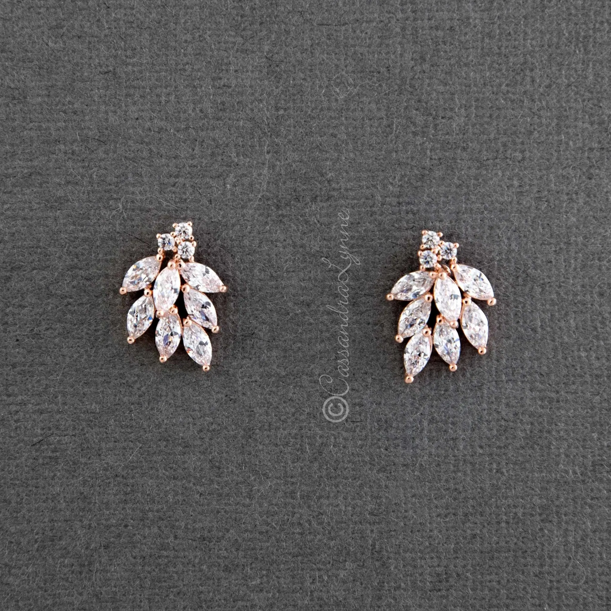 Wedding Earrings of Marquise CZ Clusters