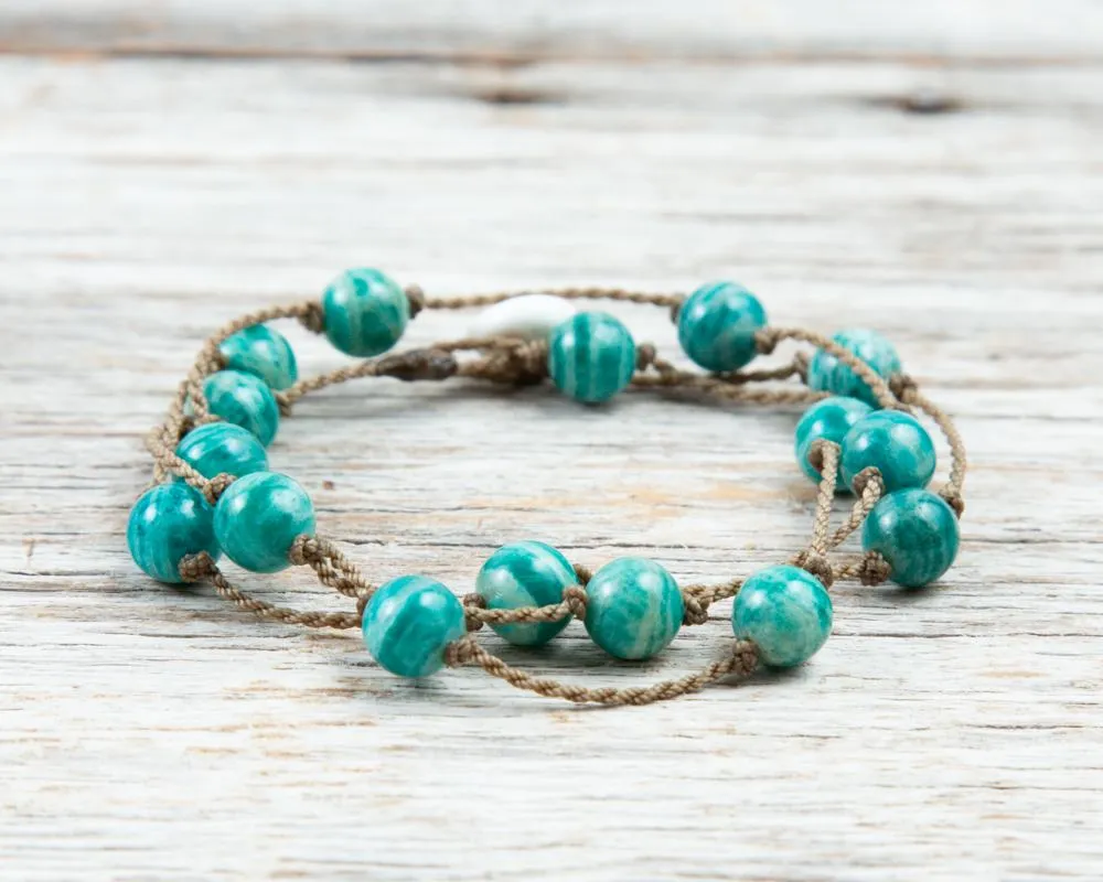 Wrap-1067-Banded Amazonite Round Medium