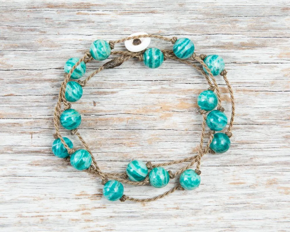 Wrap-1067-Banded Amazonite Round Medium