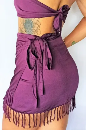 Wrap Mini Skirt in Plum