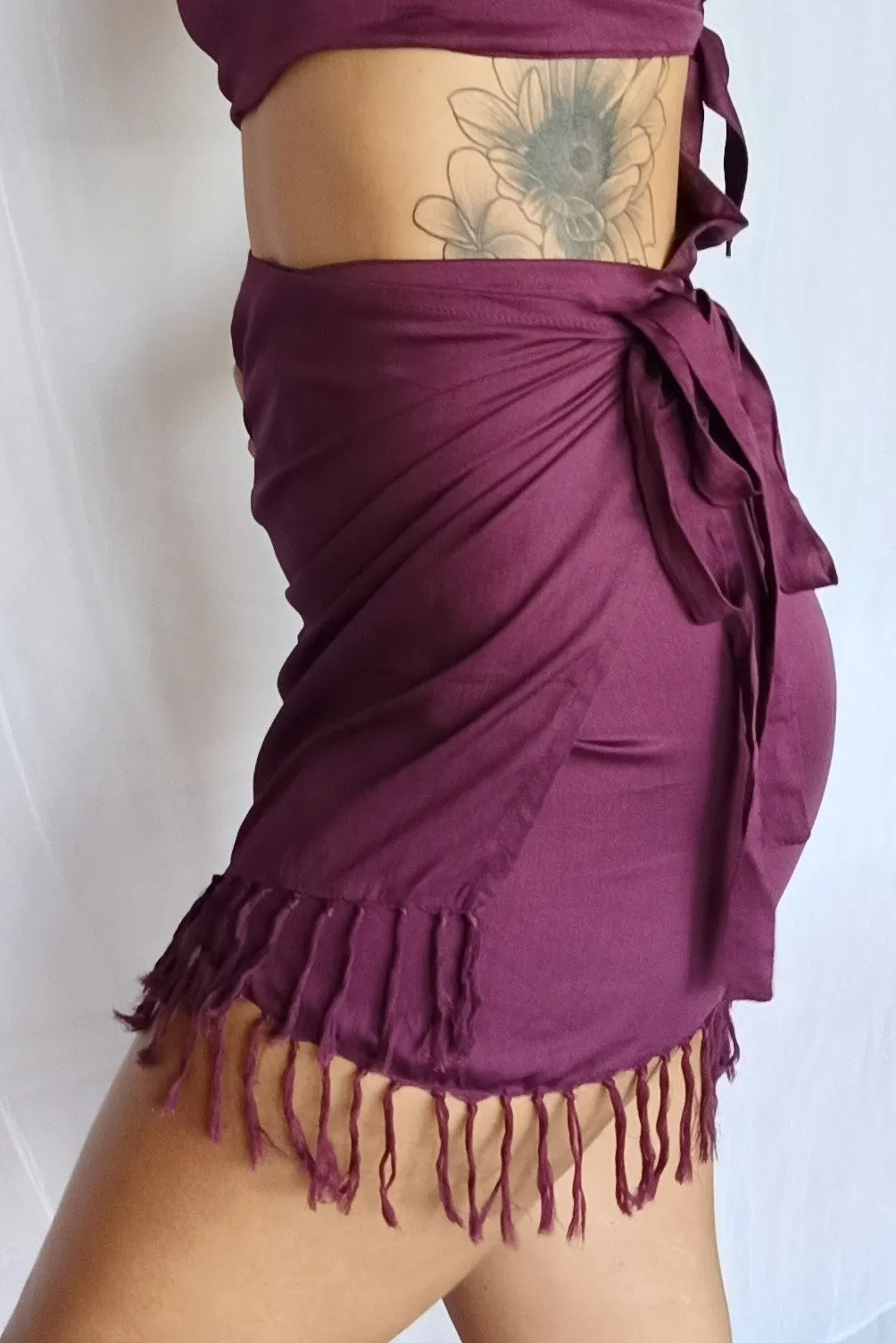 Wrap Mini Skirt in Plum