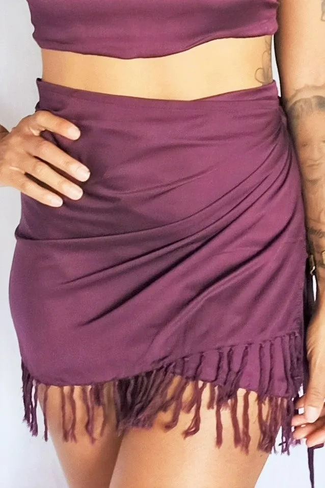 Wrap Mini Skirt in Plum