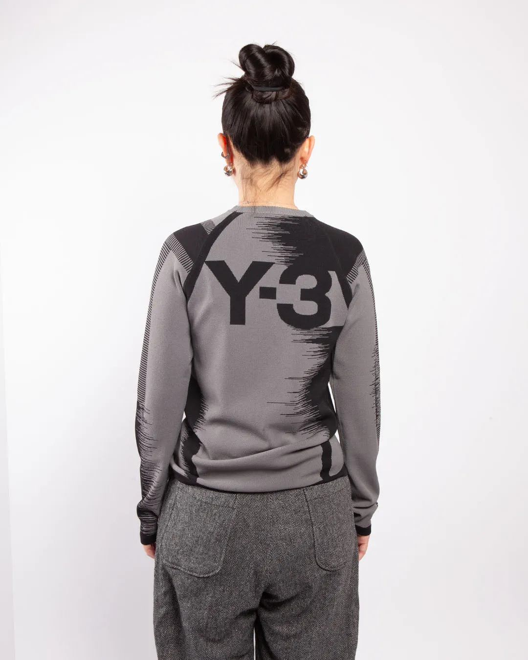 Y-3 Engineered Knit Sweater Black/Vista Grey