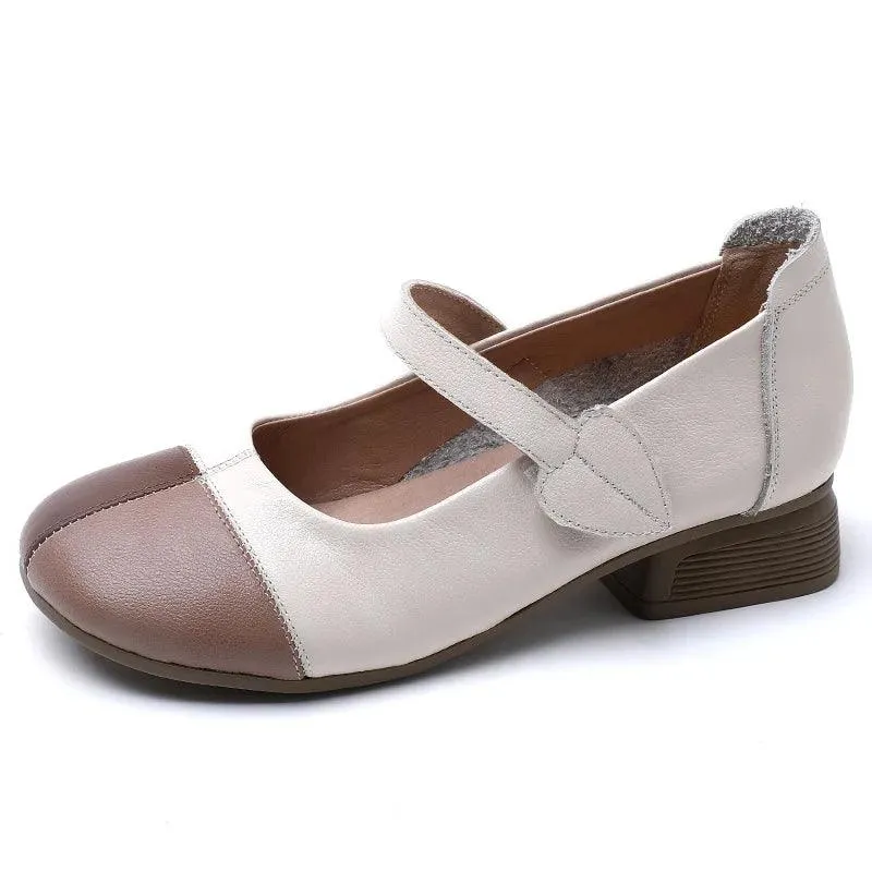 YY6198 Women's Low Heel Casual Shoes in Mixed Colors Leather